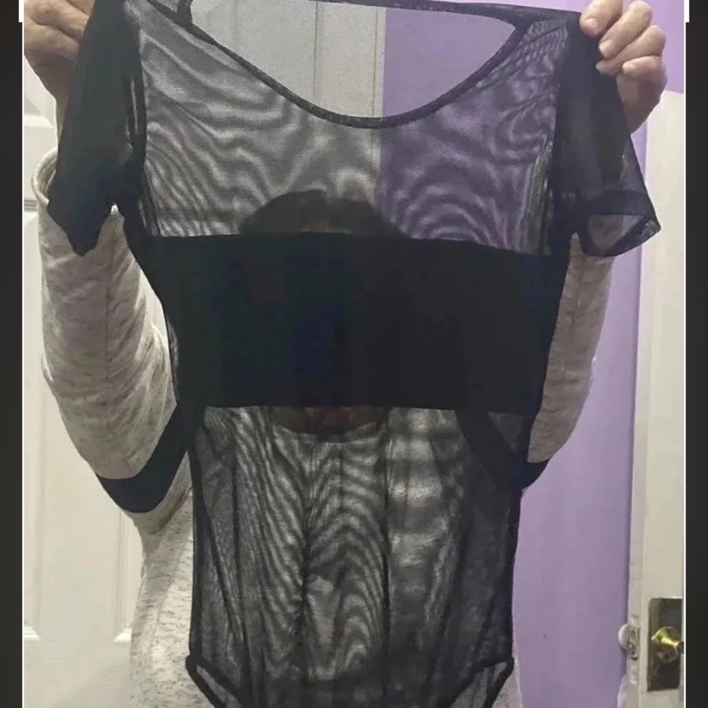 black sheer mesh bodysuit